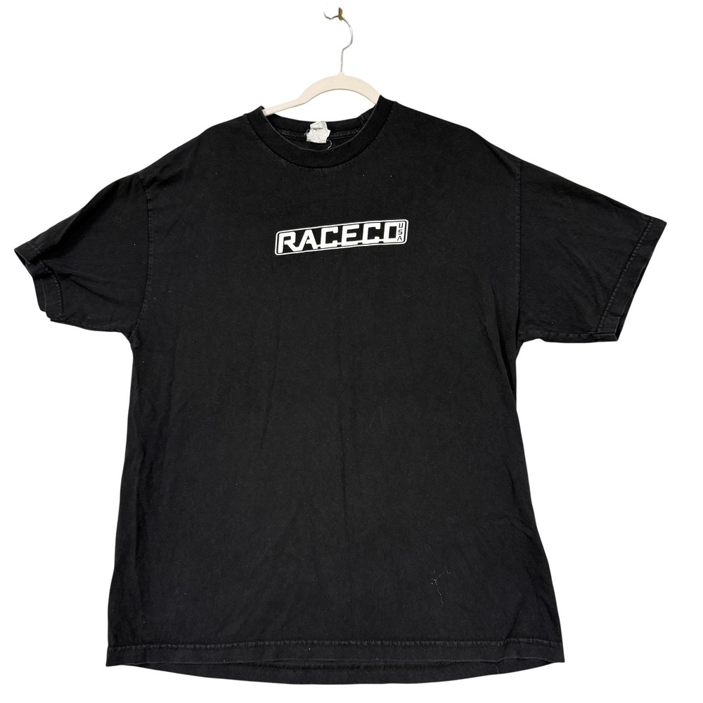 Alstyle Shirt Mens XL Black Raceco USA Racing Graphic Tee Front Back‎ Print